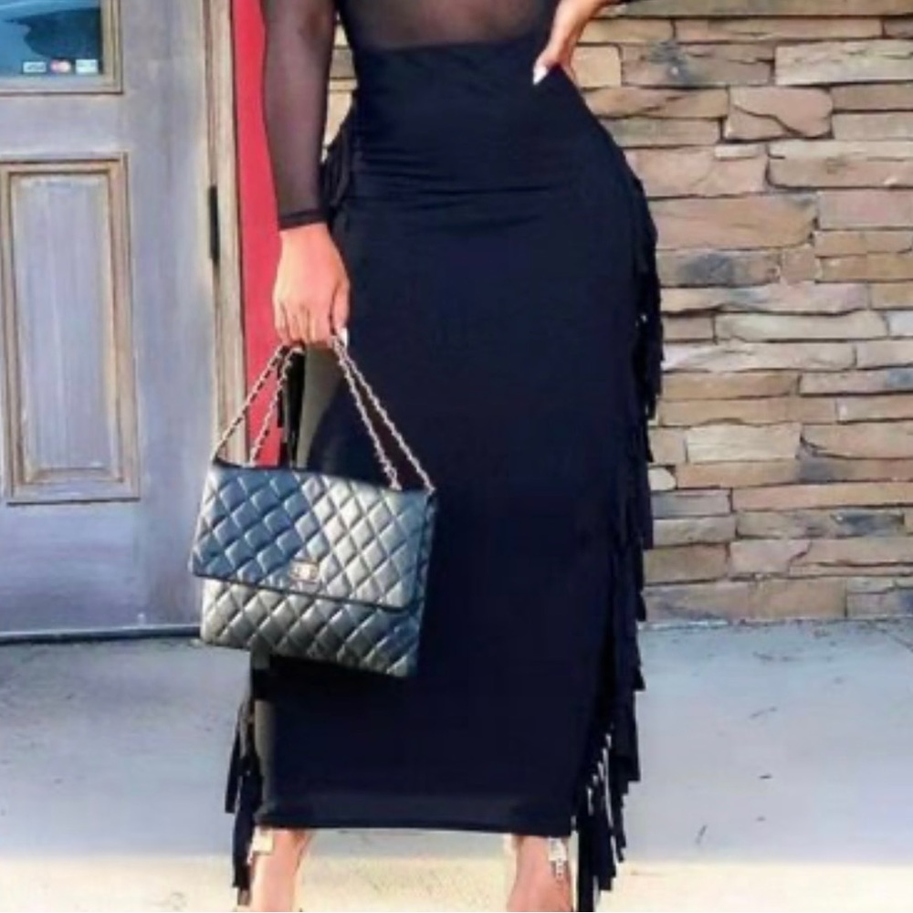 Longe Side Fringe Skirt